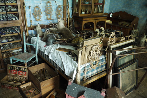 Sir Vaunceys childhood bedroom at Calke Abbey with taxidermy and toys strewn everywhere