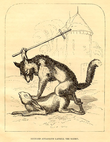 Ploucquet book engraving Reynard attacking rabbit