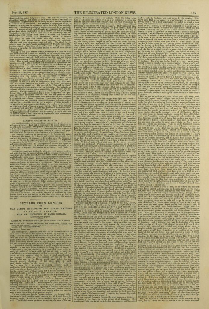 final page of the review of Taxidermy in Illustrated London News 26 July 1851